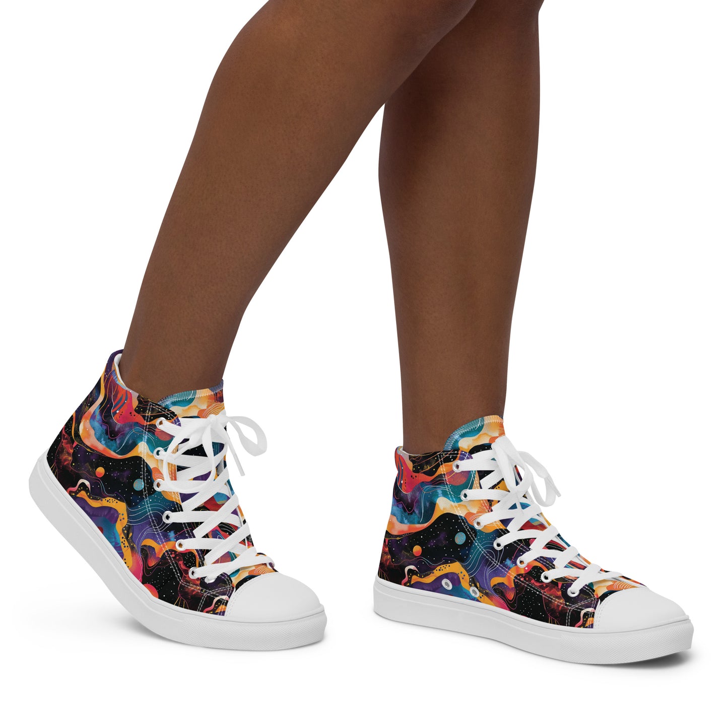 Galactic Waves Women’s High Top Canvas Shoes