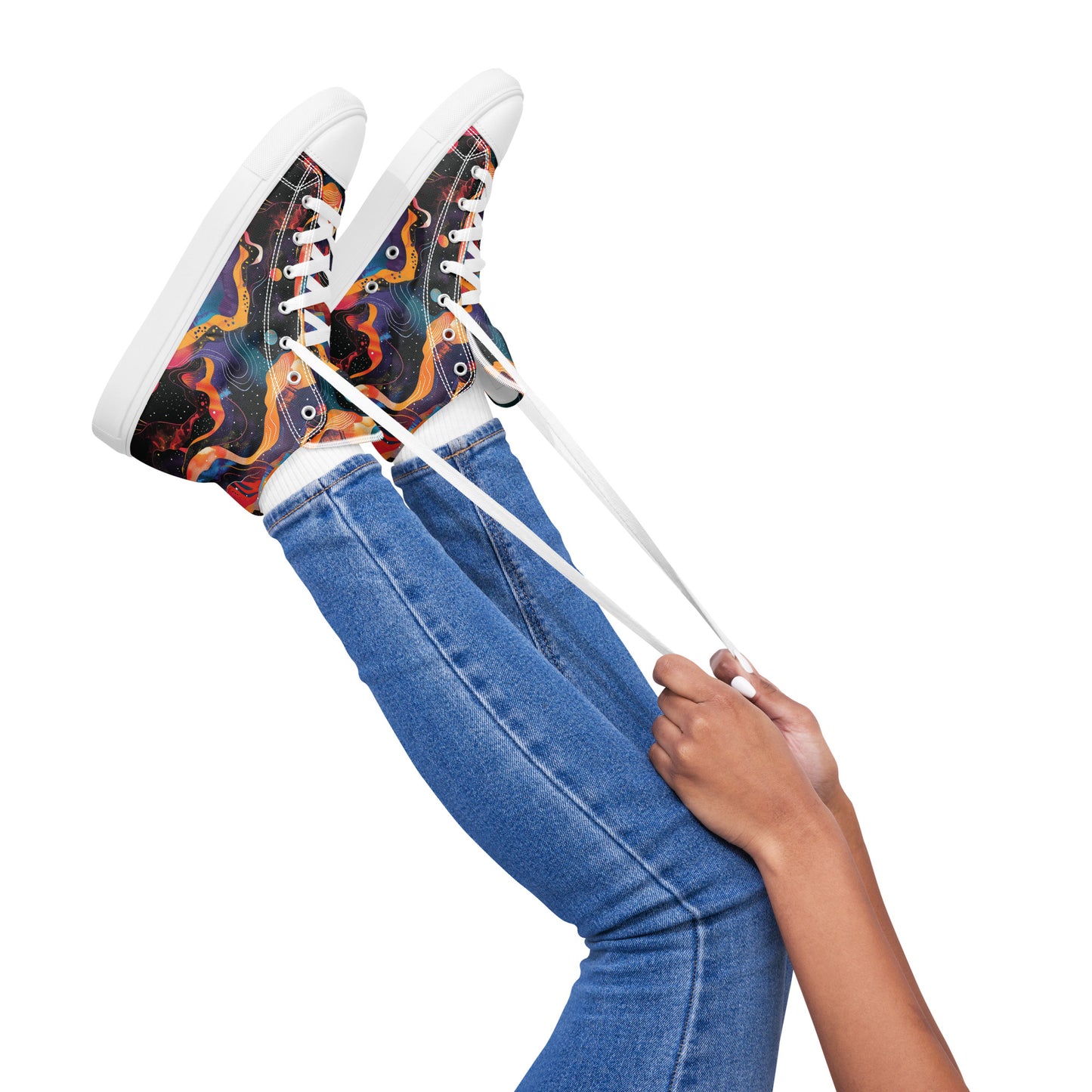 Galactic Waves Women’s High Top Canvas Shoes