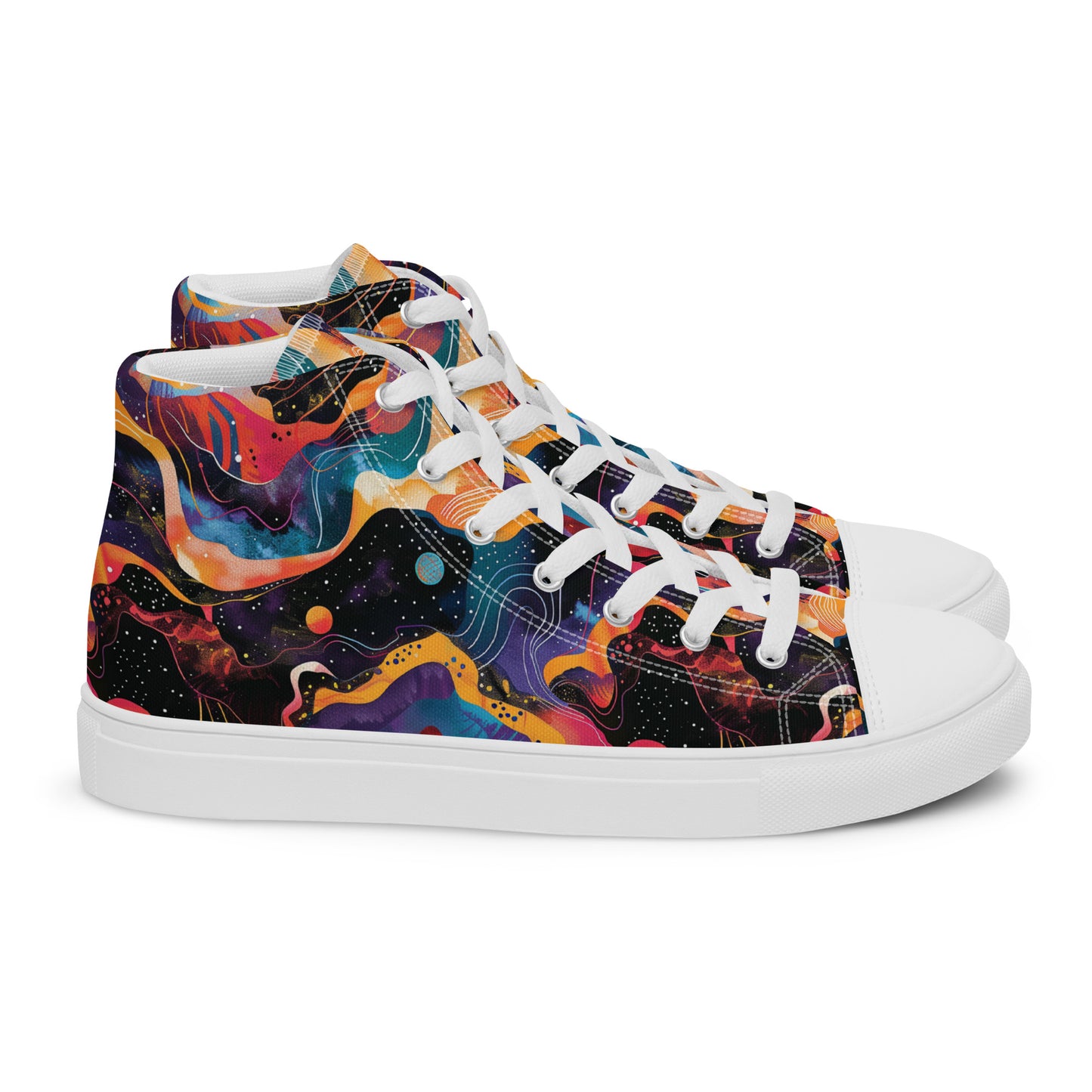 Galactic Waves Women’s High Top Canvas Shoes