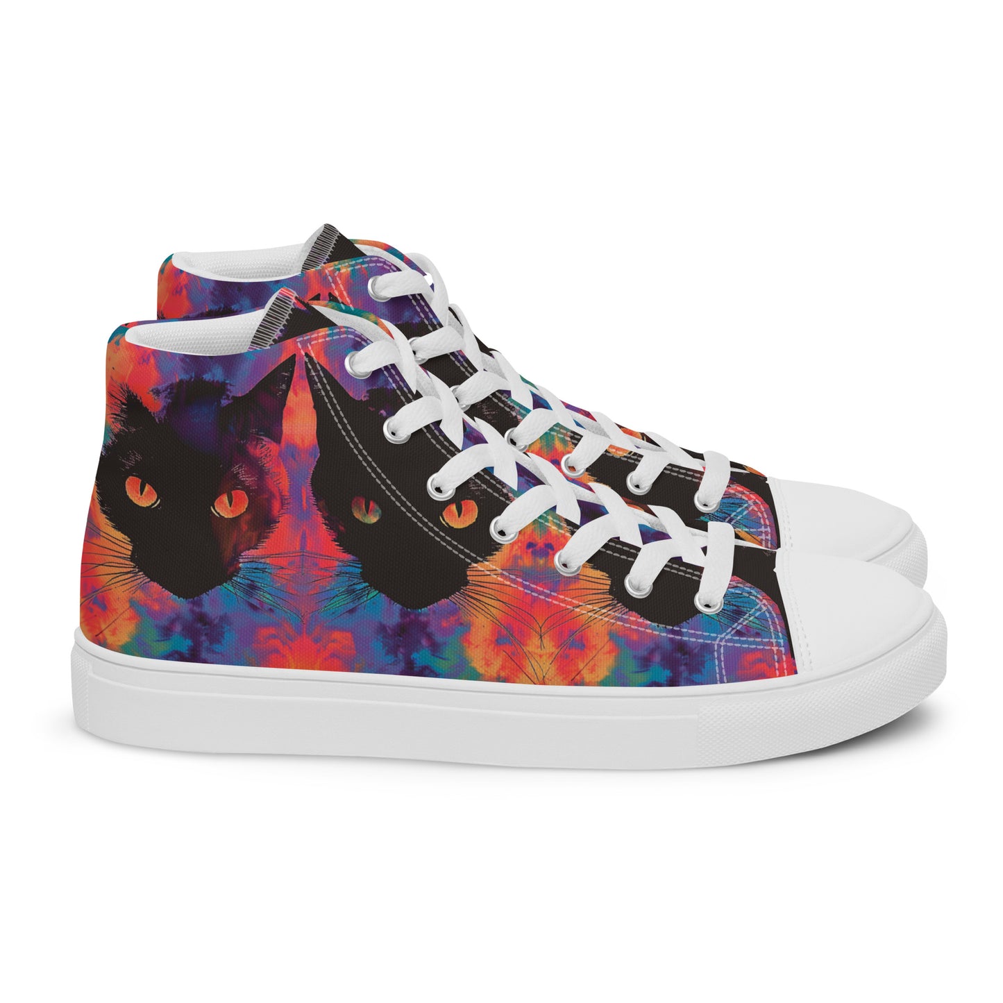 Rave Cat Tie Dye Women’s High Top Canvas Shoes