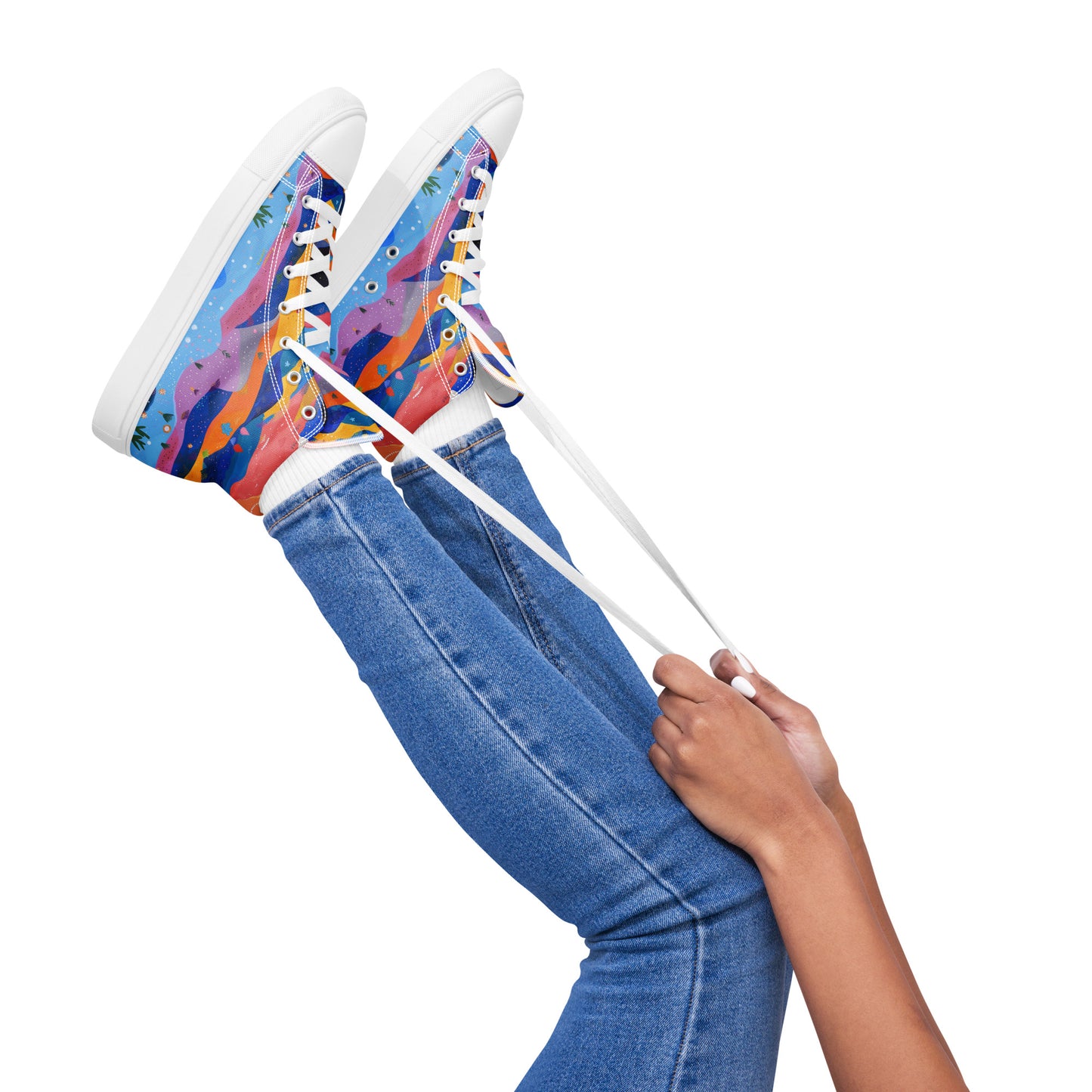 Starlit Panorama Women’s High Top Canvas Shoes