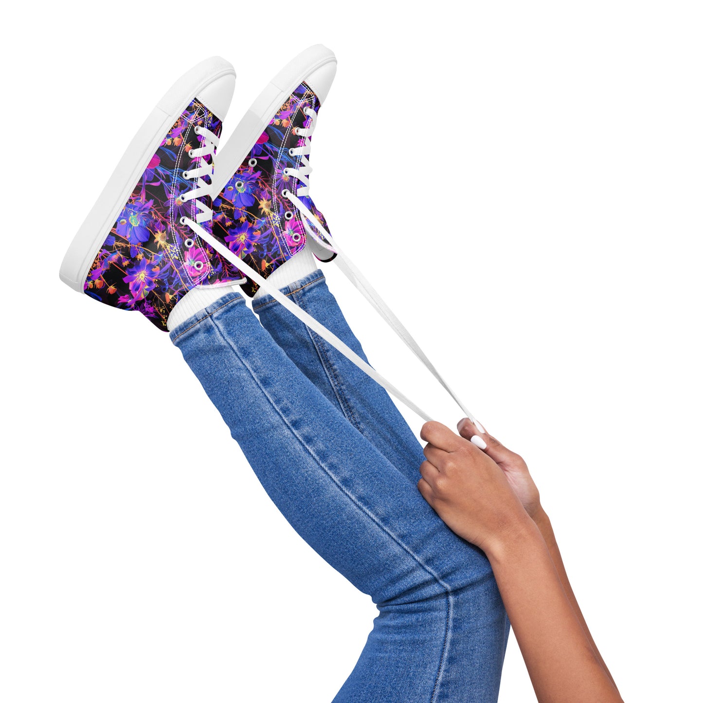 Exotic Floral Women’s High Top Canvas Shoes