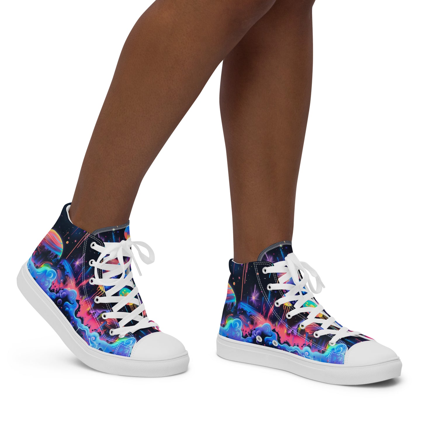 Glowing Galaxy Women’s High Top Canvas Shoes