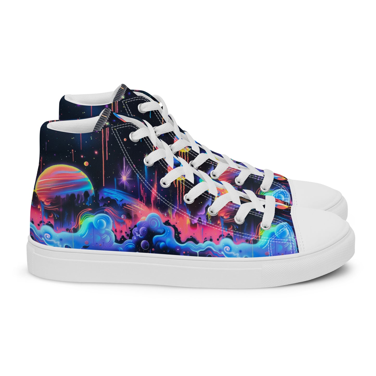 Glowing Galaxy Women’s High Top Canvas Shoes