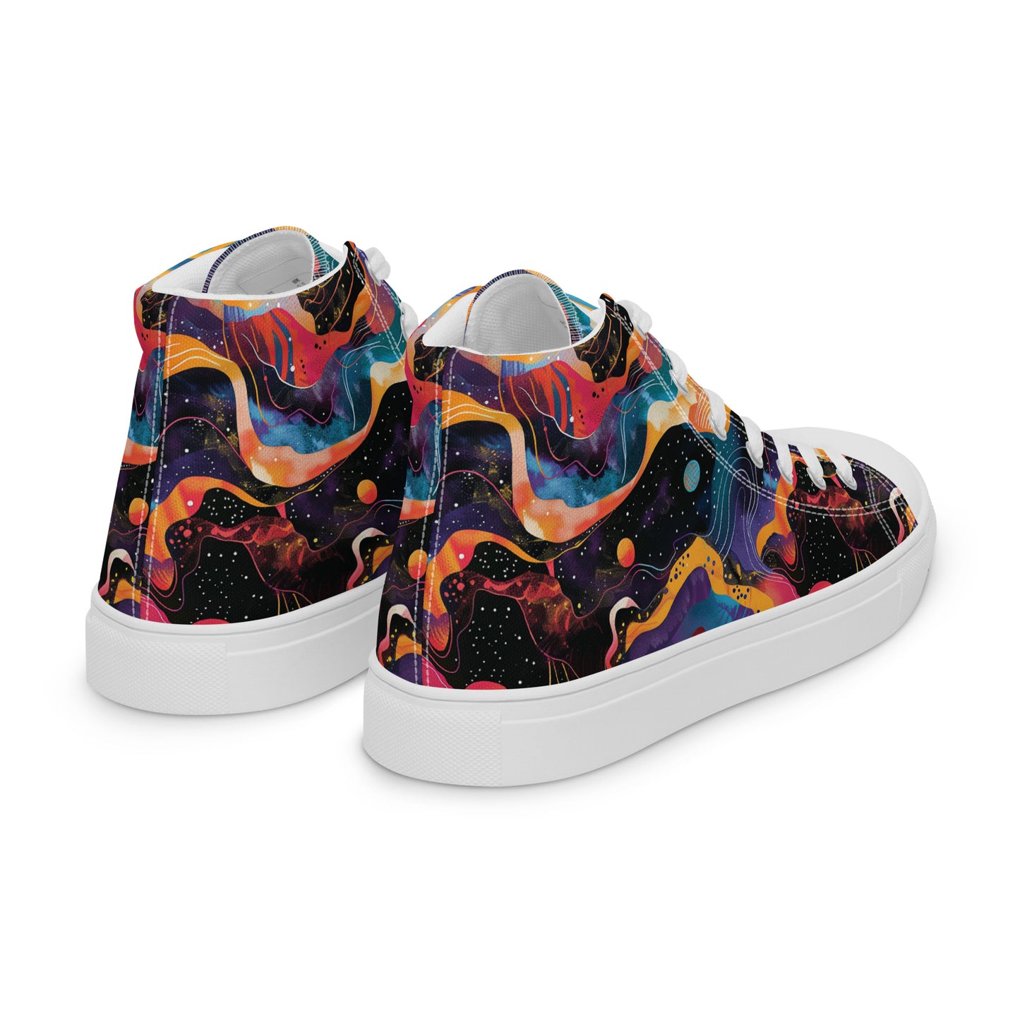 Galactic Waves Women’s High Top Canvas Shoes