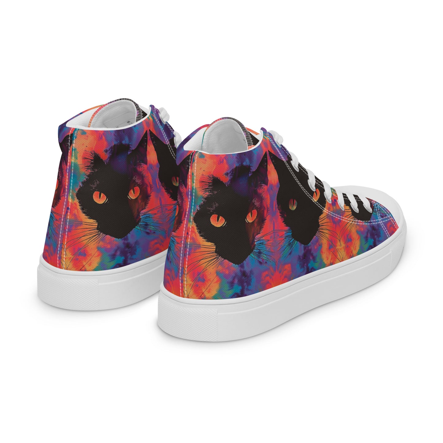Rave Cat Tie Dye Women’s High Top Canvas Shoes