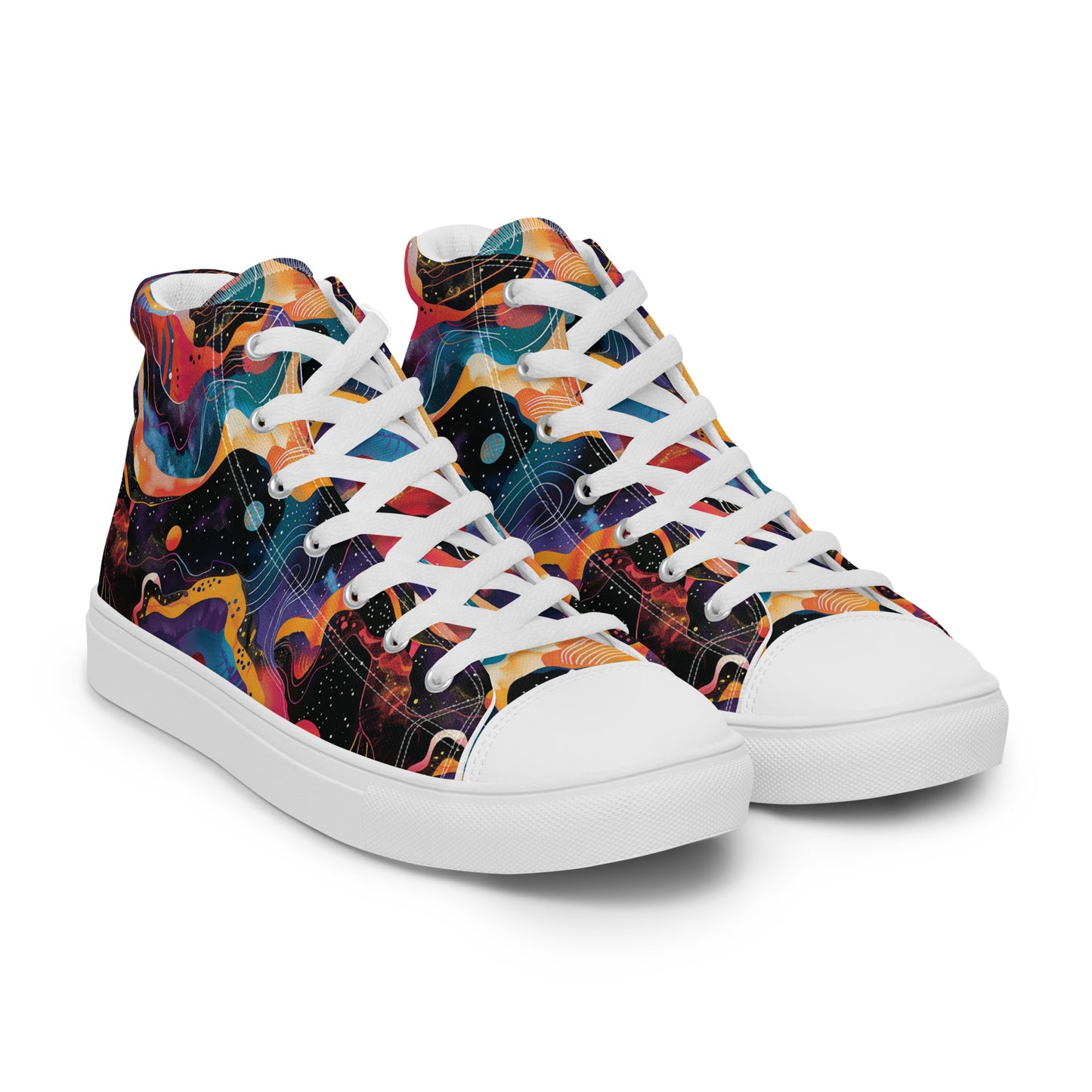 Galactic Waves Women’s High Top Canvas Shoes